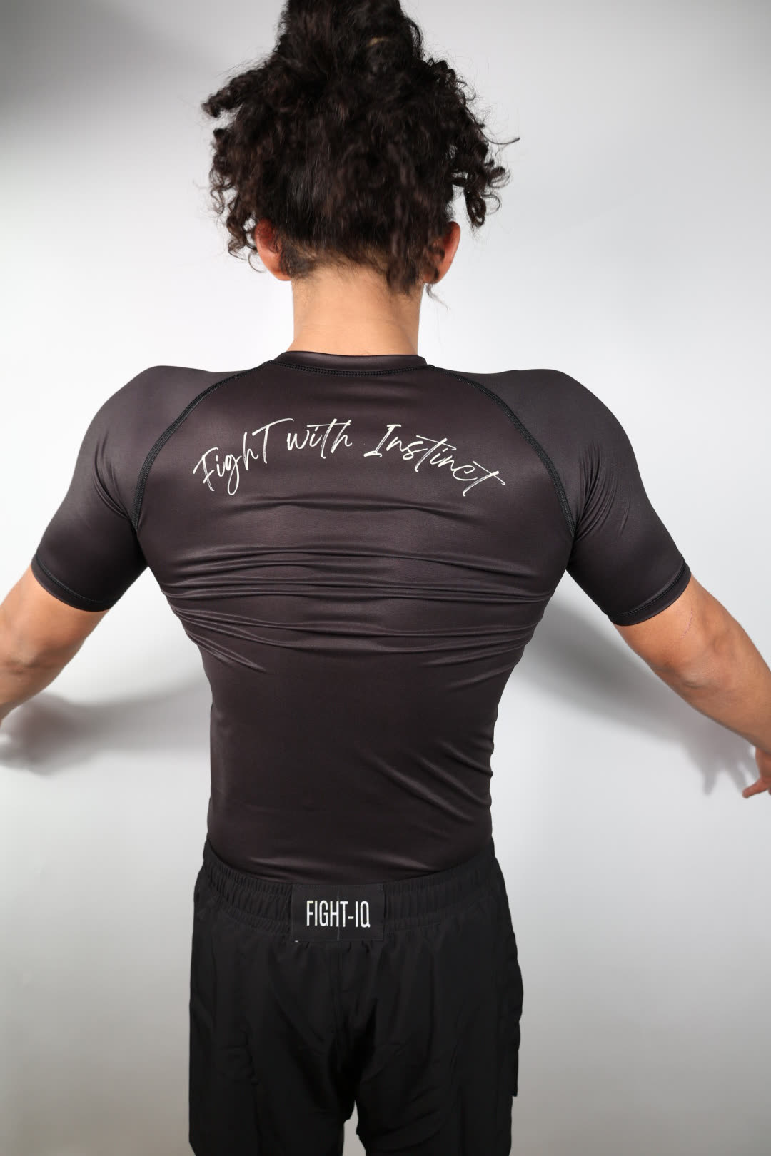 RAGE GUARD white and gold rashguard, front view